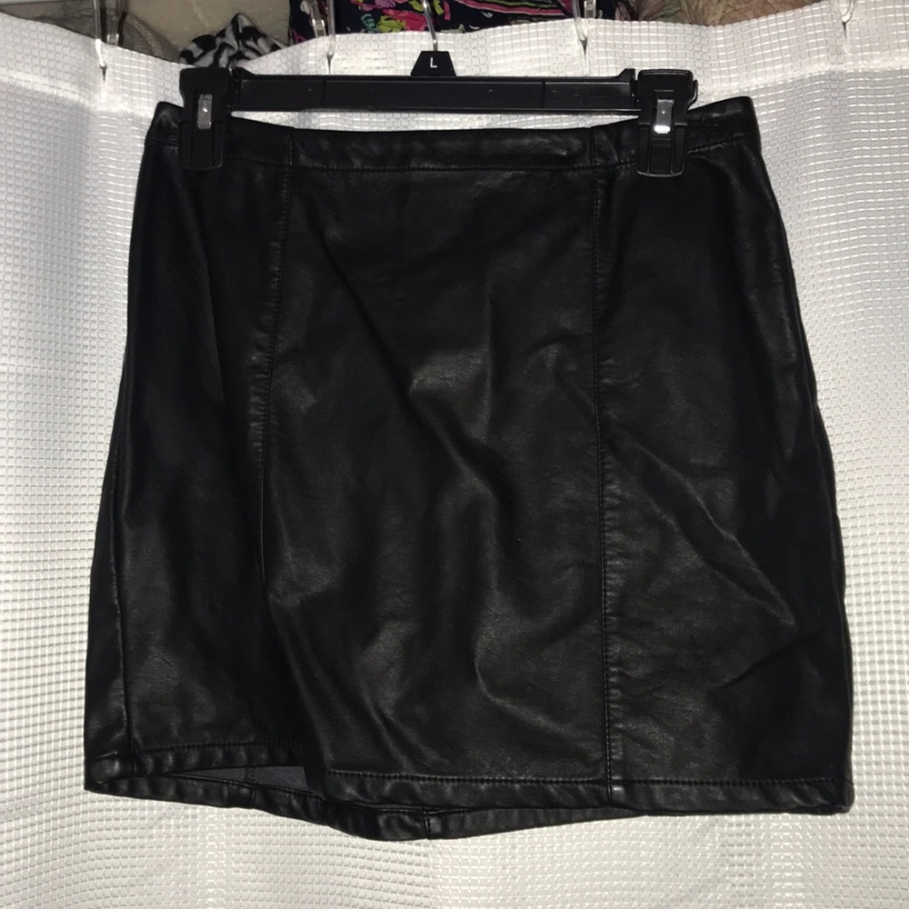 Leather mini skirt